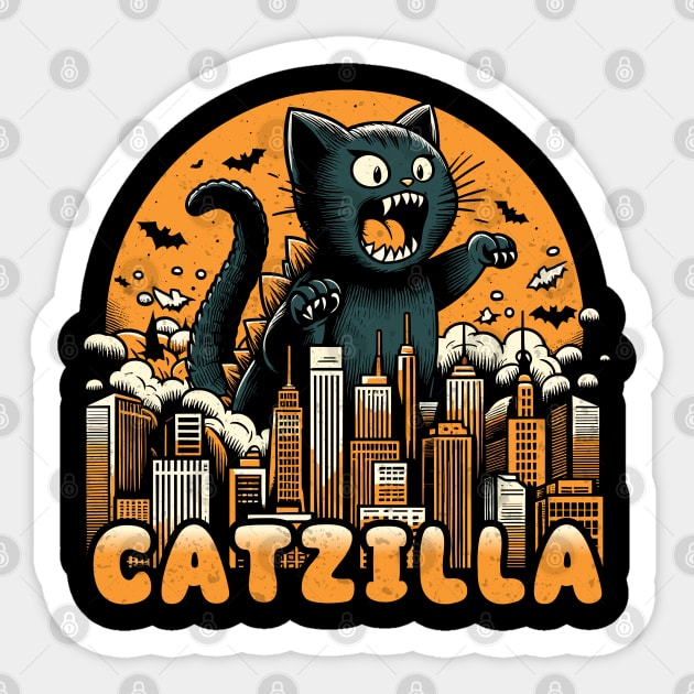 Catzilla - Funny Vintage Cat Sticker by Trendsdk